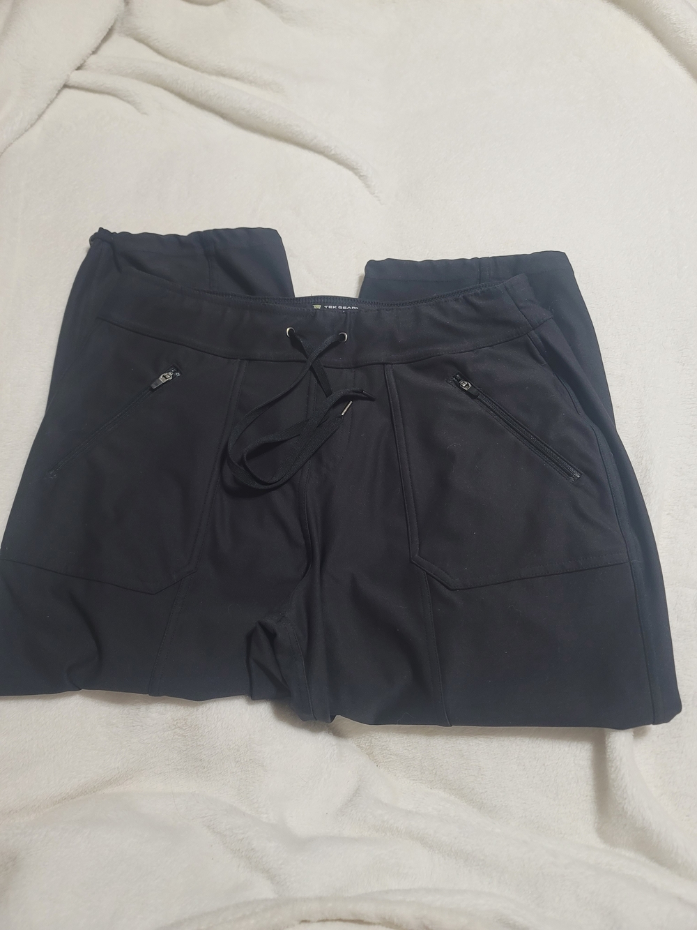 Tek Gear Black Capril Pants Athletic Sz Medium Workout Womens Gym Cropped - Picture 2 of 4